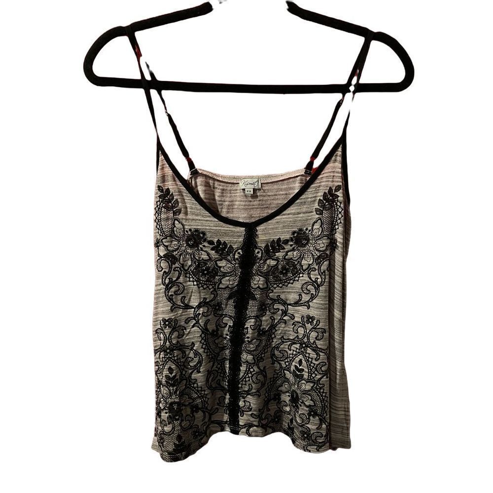 *Kismet* Gray Floral Tank Top
